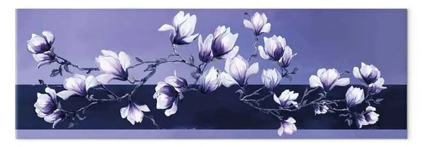 Quadro Magnolie nel colore Very Peri stretto - fiori in viola