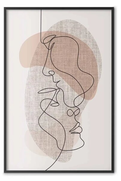 Poster: Delicatezza lineare - amore su astratto