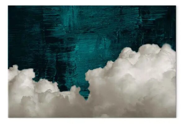 Quadro moderno Astrazione smeraldo largo - nuvole su sfondo verde