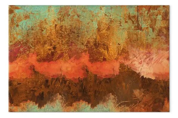 Quadro su tela Espressione di vita largo - astrazione in toni caldi