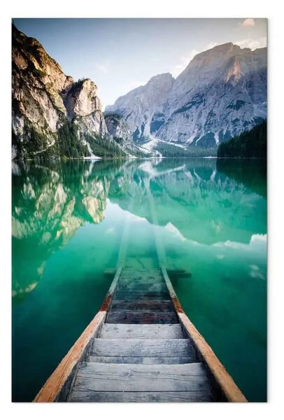 Quadro contemporaneo Inizio avventura - vecchie scale paesaggio montano