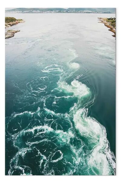 Quadro Onde turchesi - acqua e montagne sullo sfondo
