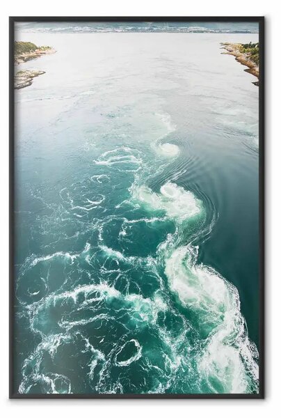 Poster: Turbine turchesi - paesaggio di lago blu con piccole onde