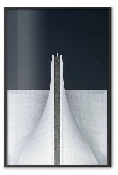 Poster: Architettura originale - costruzione astratta bianca nello spazio
