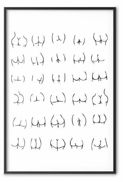 Poster: Forme femminili - composizione di glutei su bianco contrastante