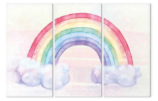 Quadro contemporaneo Giorno arcobaleno (3 pezzi) - composizione acquerello