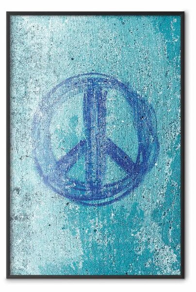 Poster: Pacifismo - simbolo della pace in tonalità blu