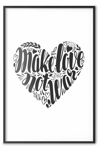 Poster: Amiamoci - scritta nera a forma di cuore su sfondo bianco