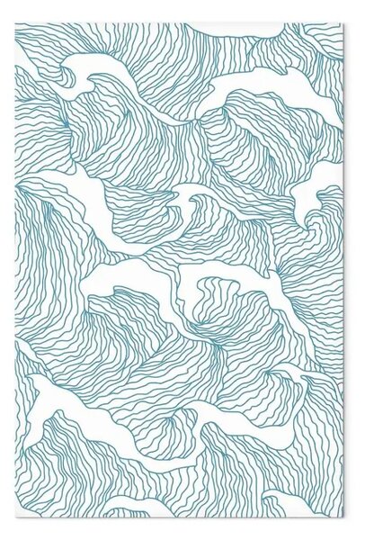 Quadro contemporaneo Mare giapponese - astratto con onde blu