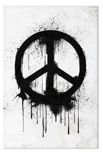 Quadro moderno Simbolo di pace - segno in bianco e nero in stile Banksy