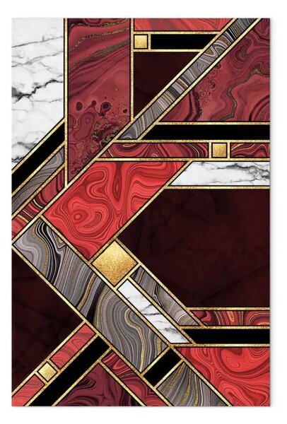 Quadro Geometria rosso-oro - elegante astratto