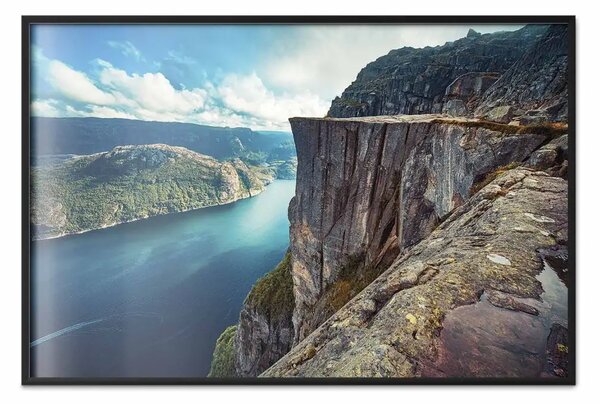 Poster: Città rocciosa - paesaggio montano con vista su acqua e cielo