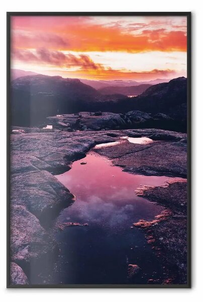 Poster: Alba lenta - paesaggio montano con lago su sfondo cielo