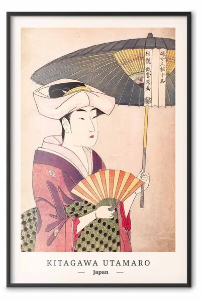 Poster: Utamaro Kitagawa - Donna con ombrello