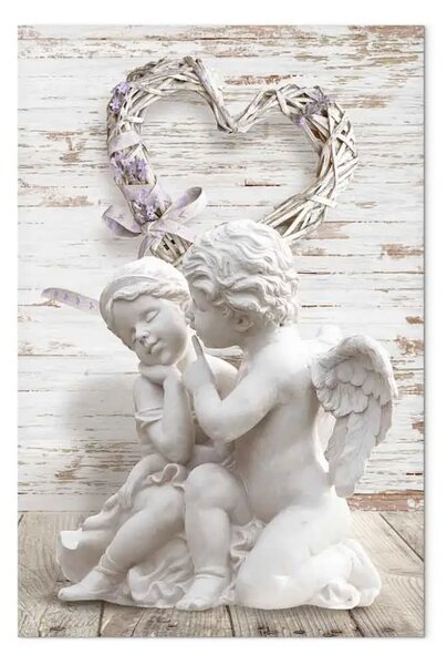 Quadro contemporaneo Ragazzo e ragazza - due angeli e un cuore