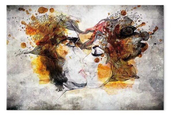 Quadro su tela Vero amore - volti umani che si baciano
