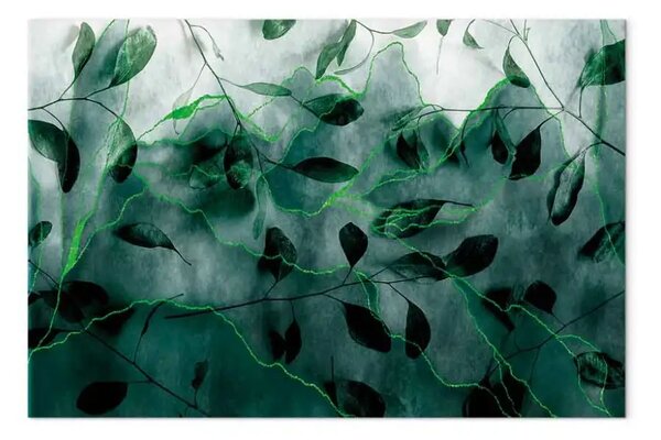 Quadro contemporaneo Immersi nel verde - foglie in una giungla