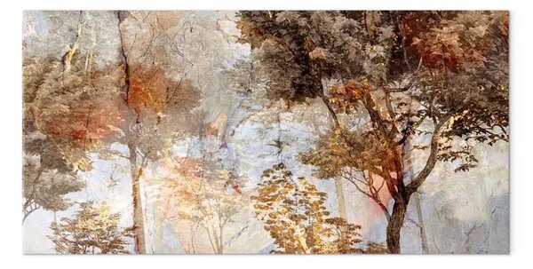 Quadro Nella foresta incantata - pittoresco paesaggio color seppia