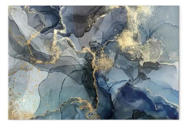 Quadro contemporaneo Ruscello dispettoso - astrazione con tocchi dorati