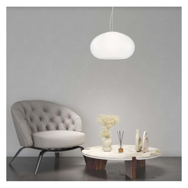 CASPER SOSPENSIONE SINGOLA IN VETRO BIANCO O TORTORA D42 CM E D55 CM MODERNA LAMPADINE ATTACCO E27