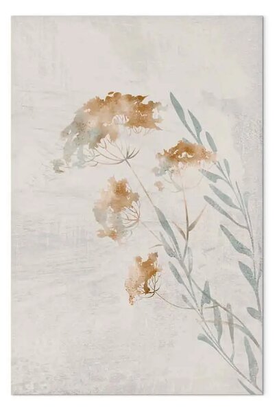 Quadro moderno Ramoscelli di primavera - paesaggio vegetale su sfondo beige