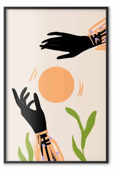 Poster: Danza delle mani - composizione minimalista su sfondo beige