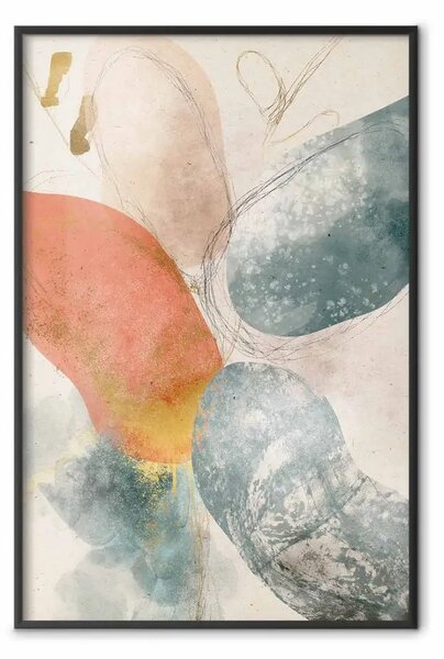 Poster: Brezza primaverile - astrazione pastello su sfondo grigio