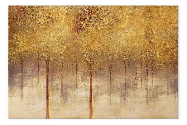 Quadro Viale d'oro - alberi autunnali in astrazione