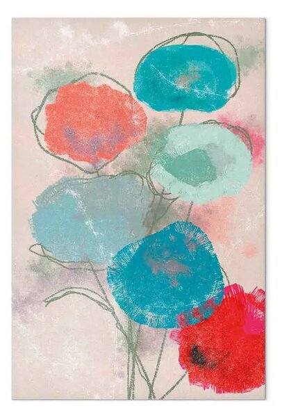 Quadro contemporaneo Bouquet di primavera - astrazione con motivo vegetale