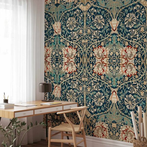 Carta da parati moderna Simmetria con fiori - mosaico con motivo floreale ornamentale