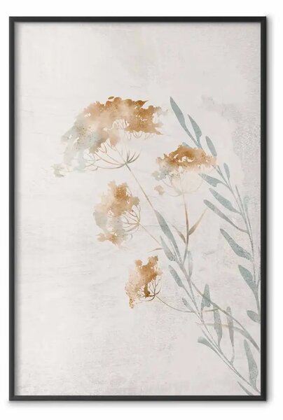Poster: Rami primaverili - fiori pastello su sfondo grigio