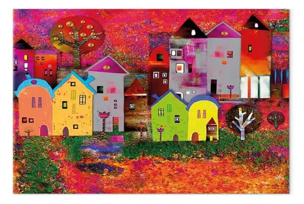 Quadro su tela Case per bambini - veduta di una città colorata