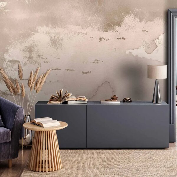 Carta da parati moderna Nebbia turchese - astrazione con texture irregolare di cemento