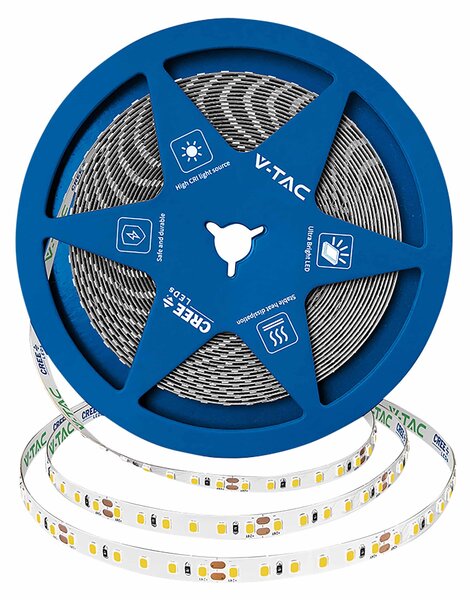 Striscia LED V-TAC, modello VT-2126236, 100W, classe di efficienza energetica: F, 1000 lumen, 4000K, angolo di illuminazione: 120°, tensione: 24V, lunghezza: 10 metri