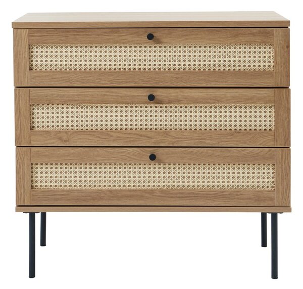 Cassettiera bassa effetto rovere naturale 80x75 cm Pensacola - Unique Furniture