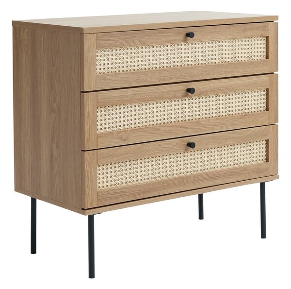 Cassettiera bassa effetto rovere naturale 80x75 cm Pensacola - Unique Furniture