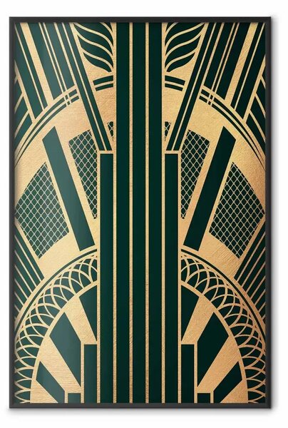 Poster: Grattacielo Art Deco nero su sfondo dorato