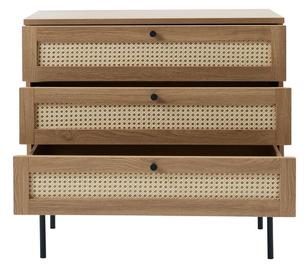 Cassettiera bassa effetto rovere naturale 80x75 cm Pensacola - Unique Furniture