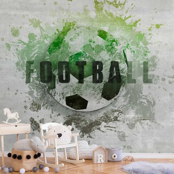 Carta da parati Calcio è hobby - pallone nei colori del verde scritta in inglese
