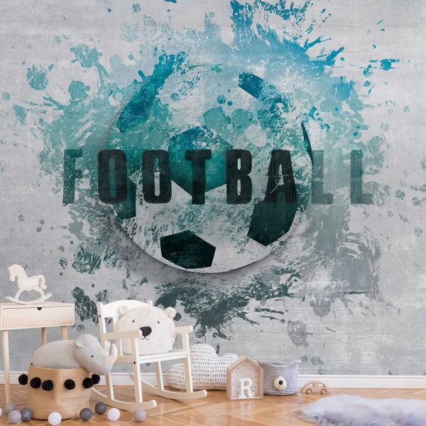 Carta da parati Calcio è hobby - pallone nei colori del blu scritta in inglese