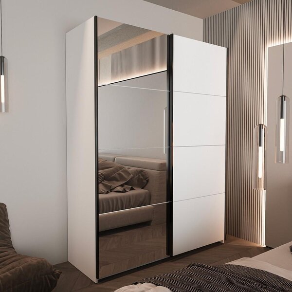 Armadio 2 ante scorrevoli bianco con specchio Zegna 150x58x205H