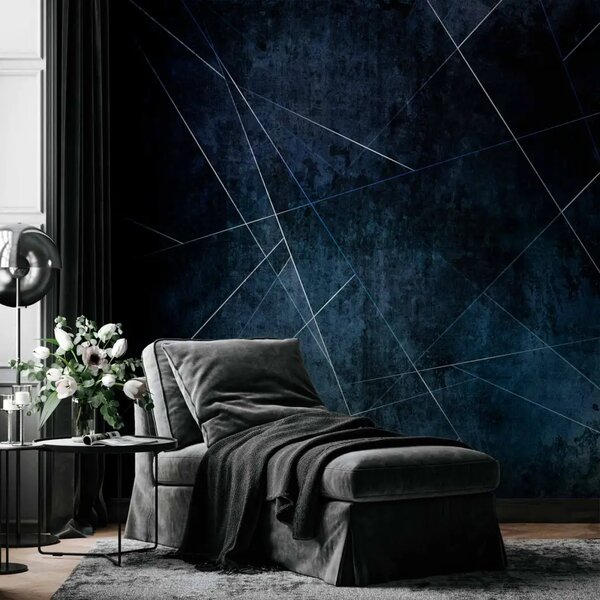 Carta da parati moderna Astrazione blu - geometria su sfondo con texture irregolare