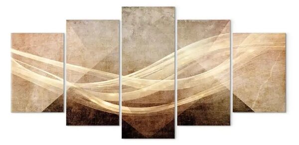 Quadro contemporaneo Vento del deserto (5-pezzo) ampio - astrazione in onde solari