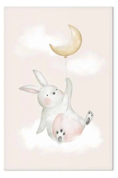 Quadro Coniglio con palloncino verticale - composizione per bambini