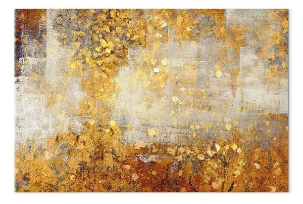 Quadro su tela Selvaggia doratura largo - astrazione nei toni caldi