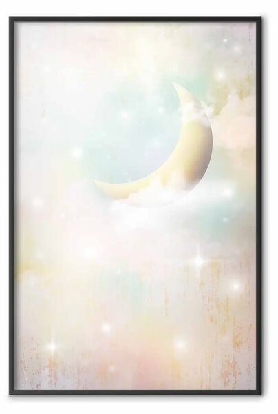Poster: Notte di colori - cielo pastello con stelle e luna