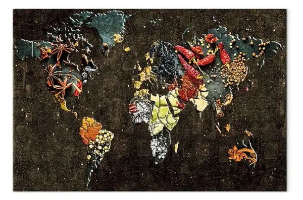 Quadro contemporaneo Sapori mondo - mappa astrazione colorata