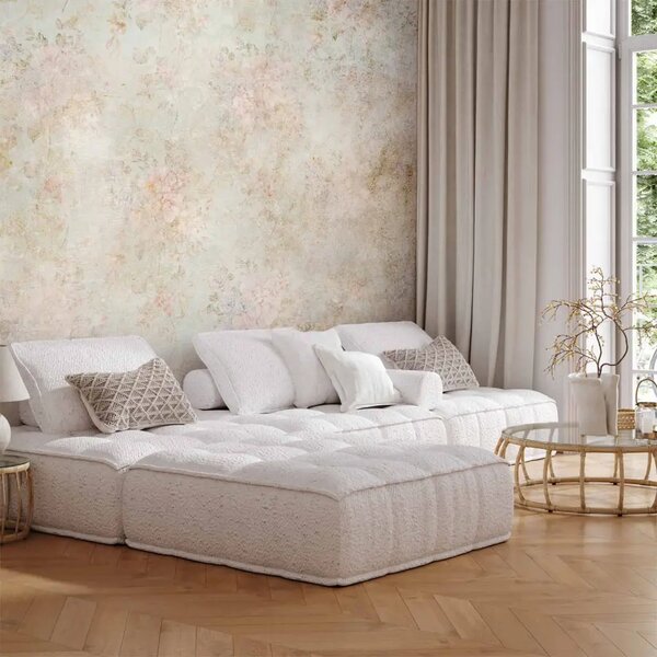 Carta da parati Antico ornamento - sfondo con texture irregolare e delicati fiori