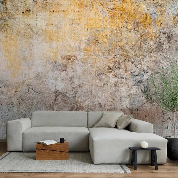 Carta da parati Colori lenitivi - astrazione con texture marmo e elementi dorati