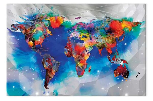 Quadro Mondo di colori largo - mappa del mondo e astrazione
